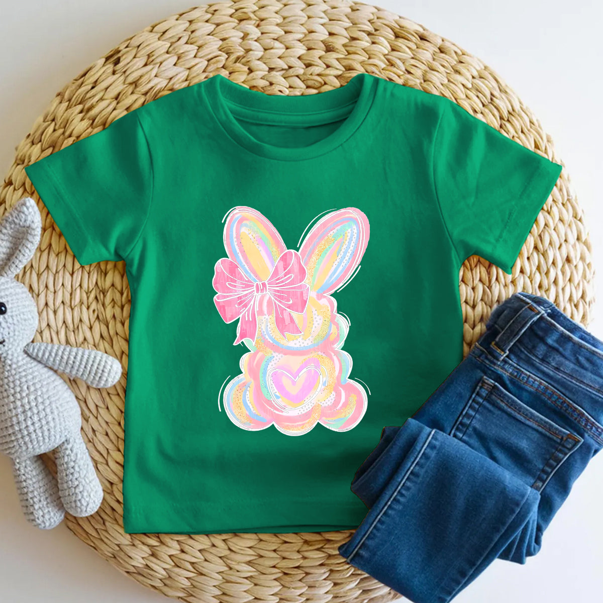 Colorful Rabbit Bow Toddler T-shirts