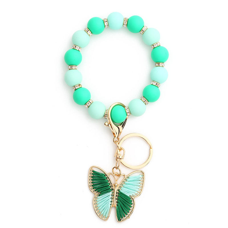 Butterfly Bracelet Keychain Colorful Beaded Pendant Bracelet