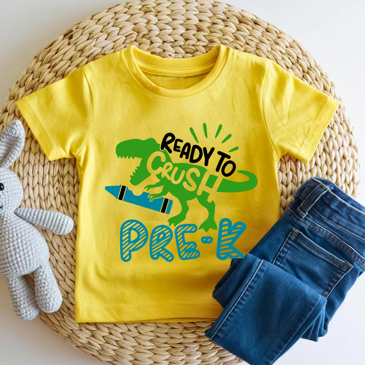 Personalized Grade Ready To Crush Pre-K Dino Learner Toddler T-shirts