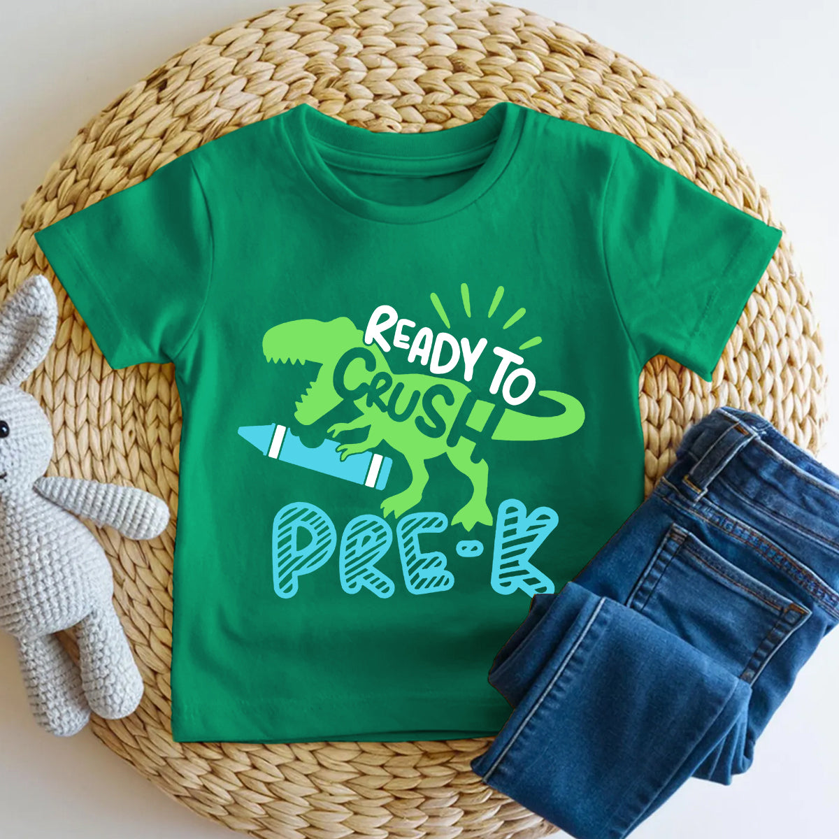 Personalized Grade Ready To Crush Pre-K Dino Learner Toddler T-shirts