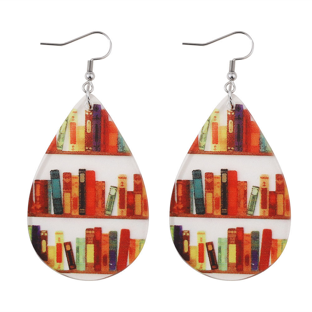 Library Bookshelf Transparent Earrings