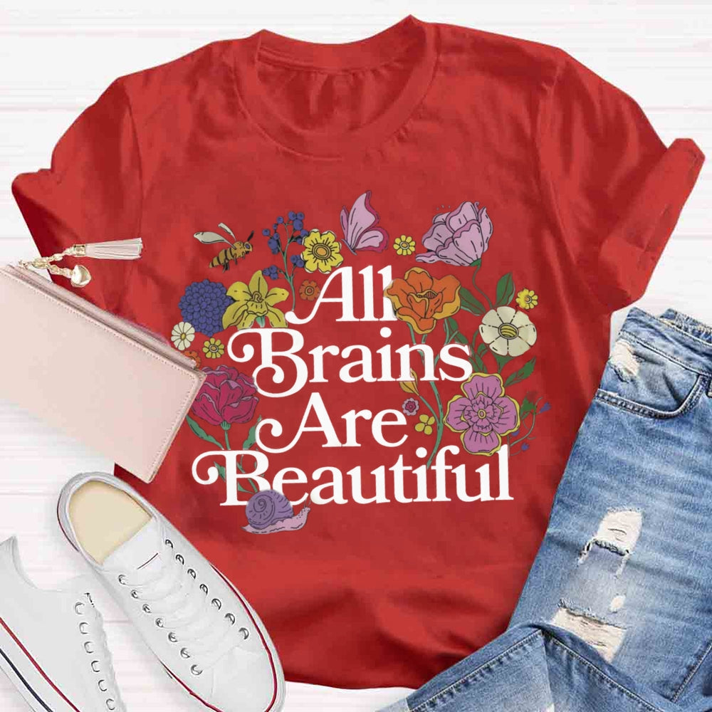 All Brains Are Beautiful Butterfly Floral T-shirt