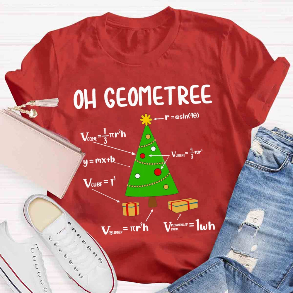 Oh Geometree Christmas Tree Funny Geometry Xmas Math T-Shirt