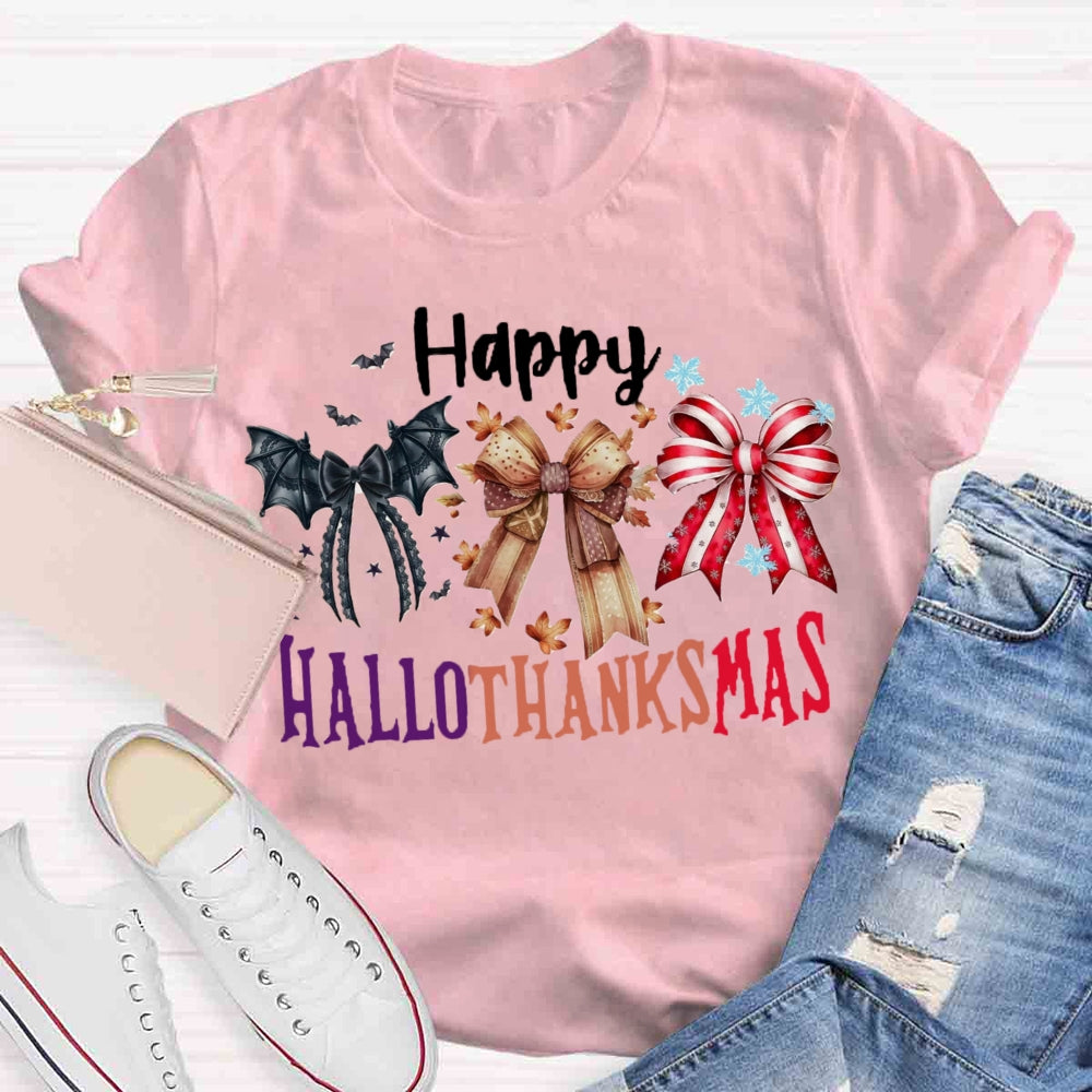 Happy Hallothanksmas Bow T-shirt
