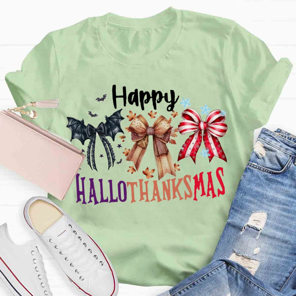 Happy Hallothanksmas Bow T-shirt