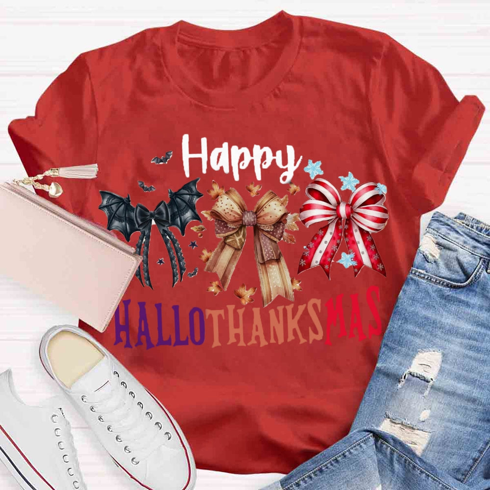 Happy Hallothanksmas Bow T-shirt