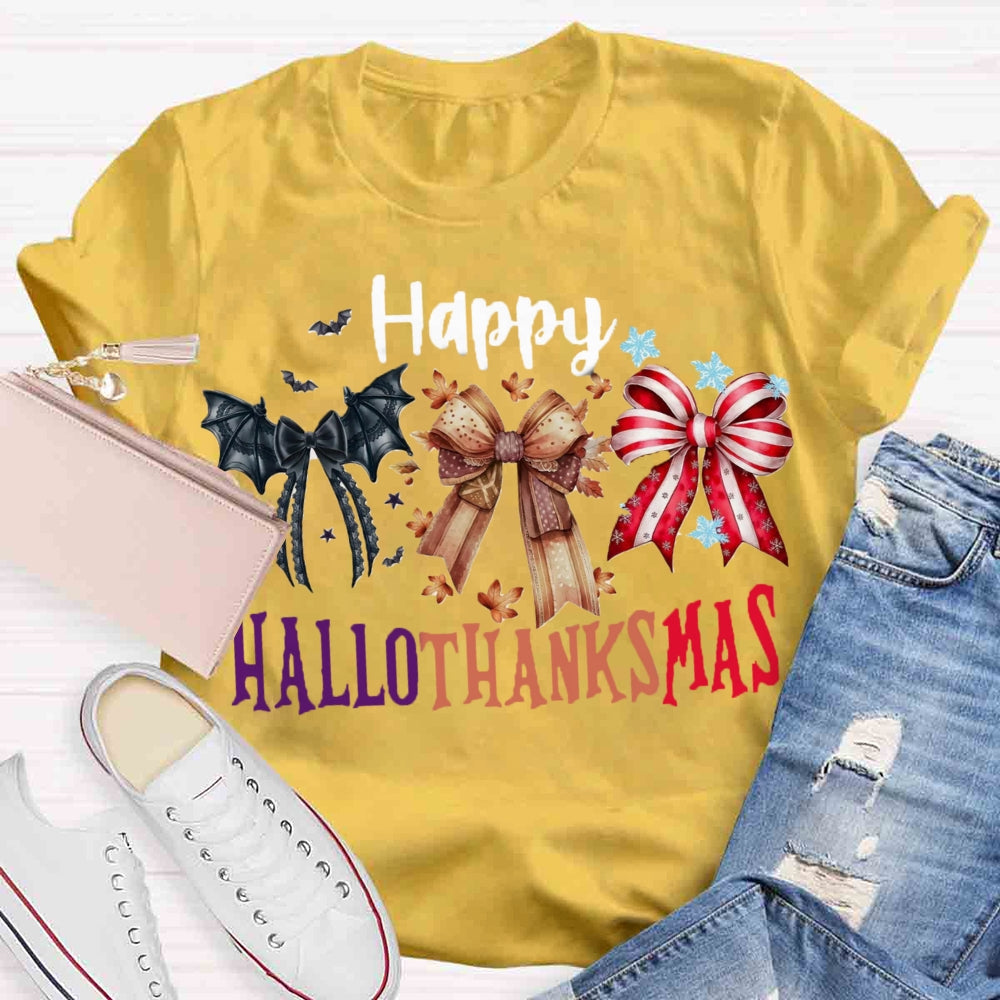 Happy Hallothanksmas Bow T-shirt