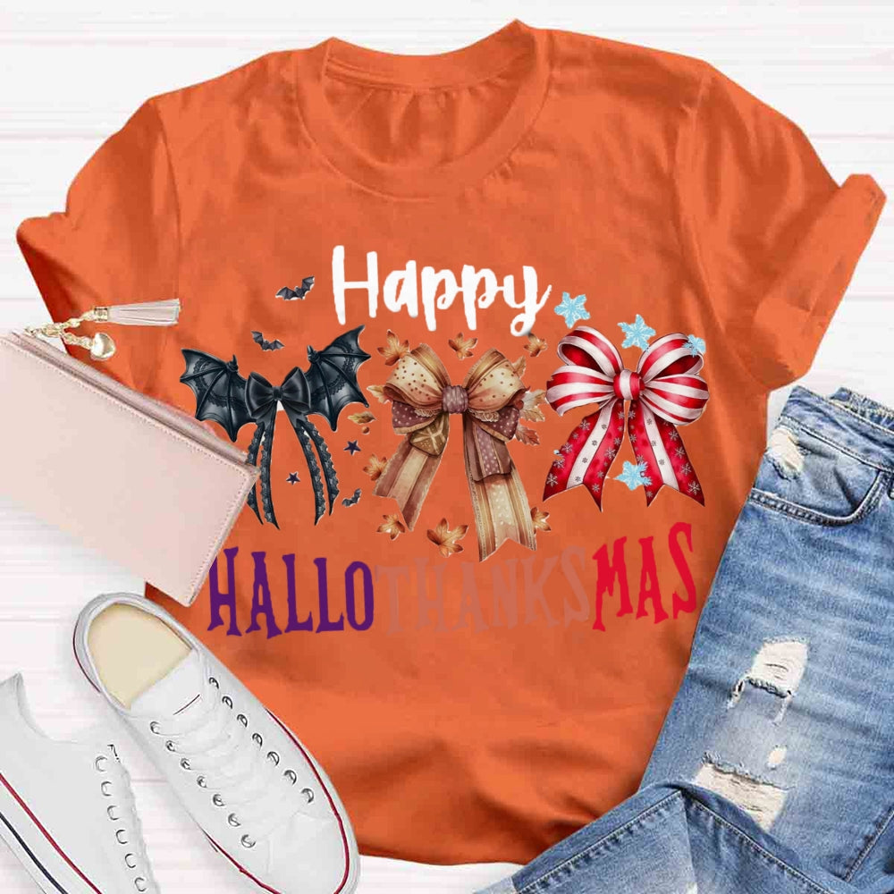 Happy Hallothanksmas Bow T-shirt