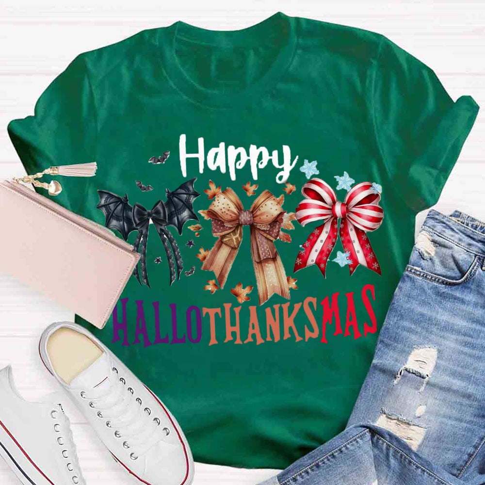 Happy Hallothanksmas Bow T-shirt