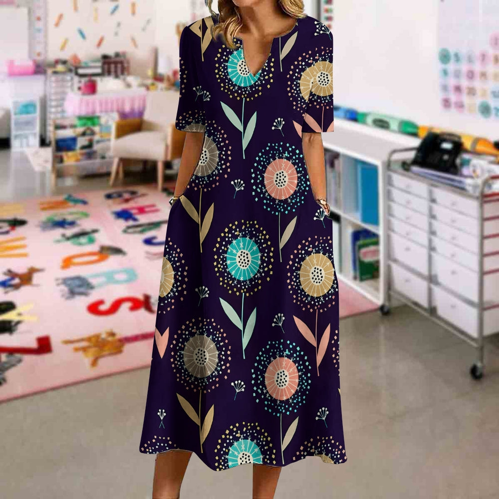 Summer Simple Dandelion Print Dress