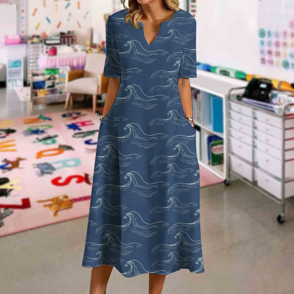 Simple And Mysterious Line Print Dress