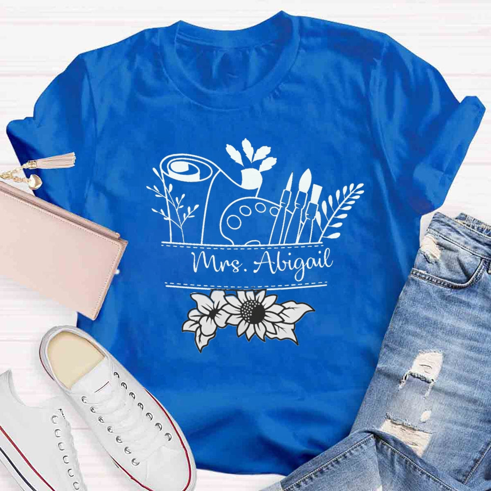 Personalized Teacher Name Art Printed T-shirt