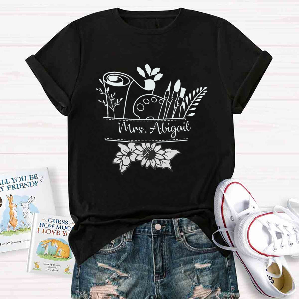 Personalized Teacher Name Art Printed T-shirt