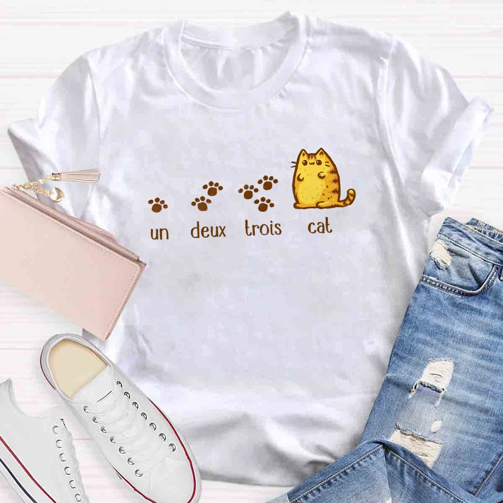 Un Deux Trois Cute Cat Teacher T-shirt