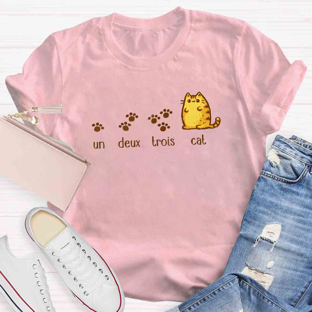 Un Deux Trois Cute Cat  Teacher T-shirt
