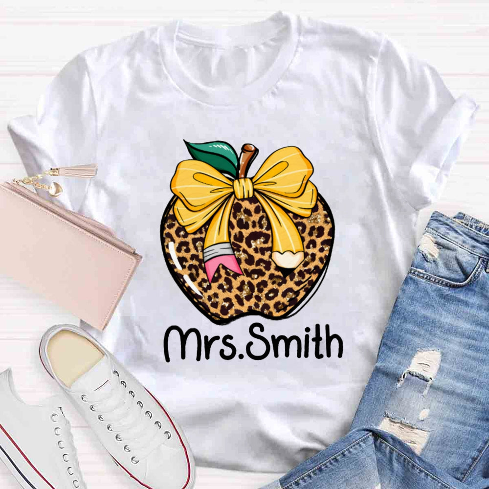Personalized Name Leopard Apple T-shirt