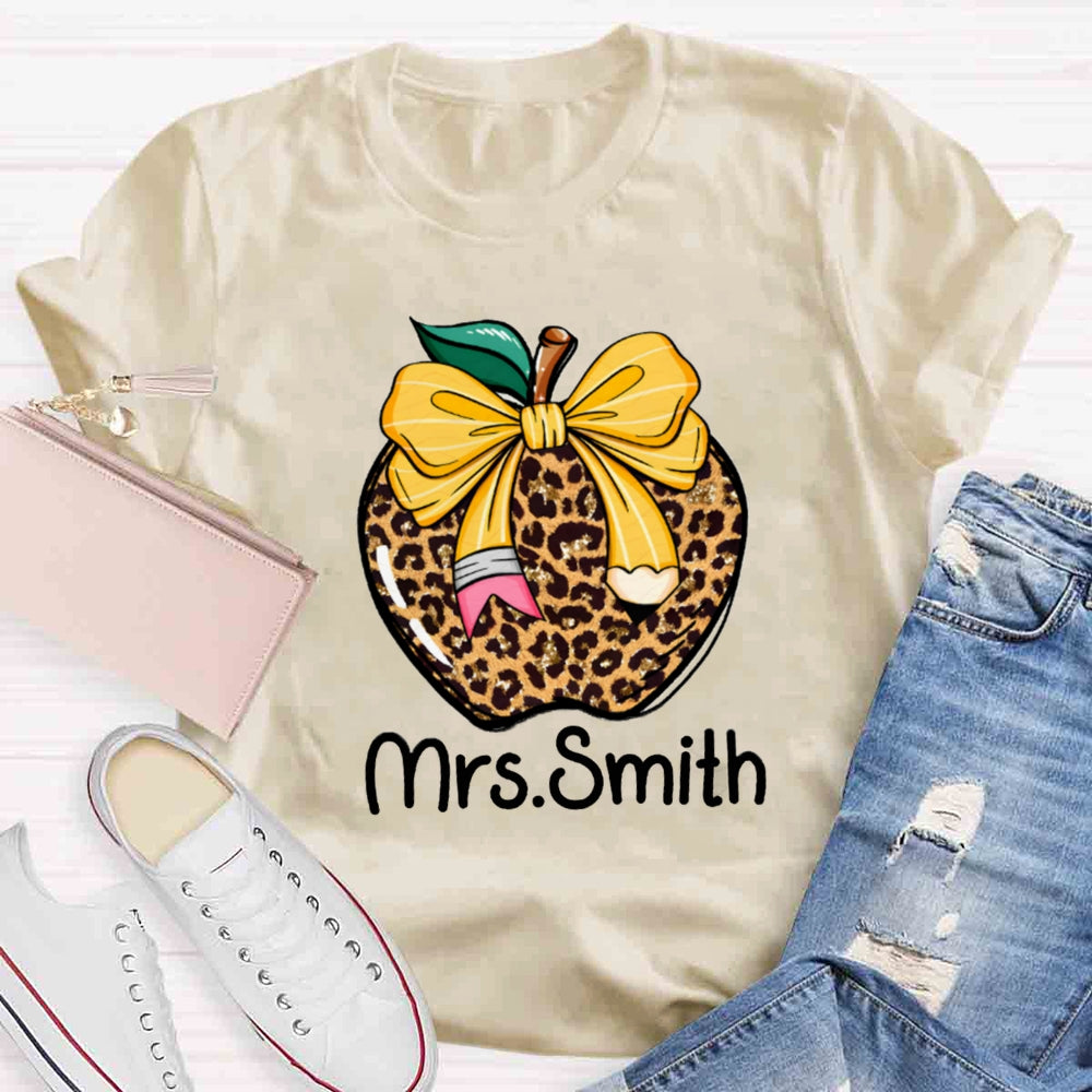 Personalized Name Leopard Apple T-shirt