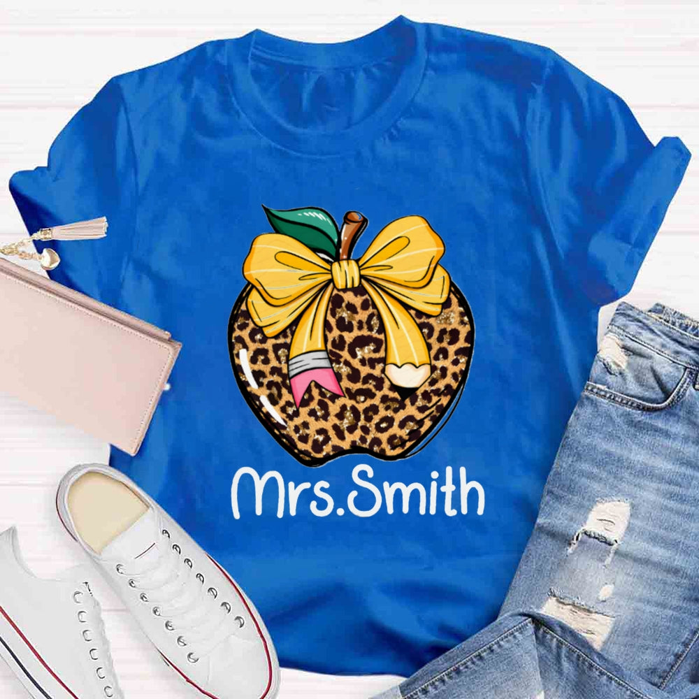 Personalized Name Leopard Apple T-shirt