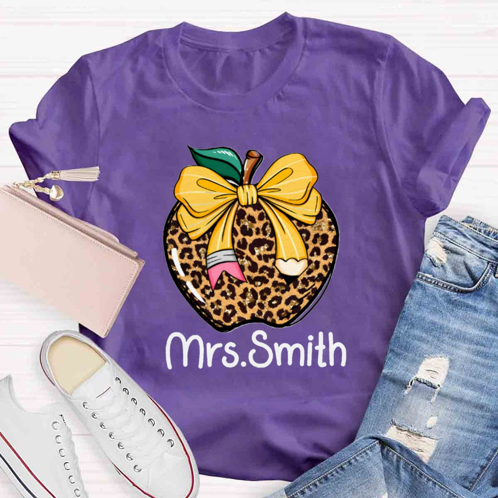 Personalized Name Leopard Apple T-shirt