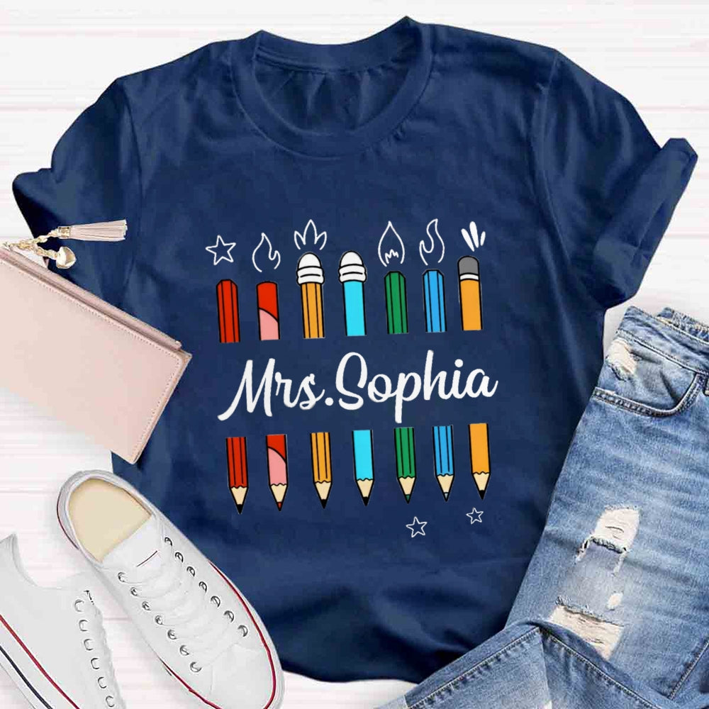 Personalized Name Mrs Sophia Pencil T-shirt