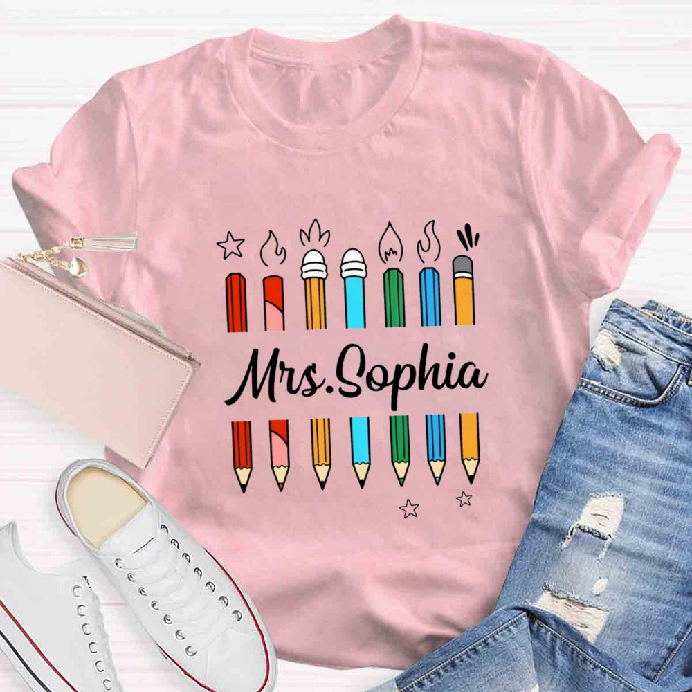 Personalized Name Mrs Sophia Pencil T-shirt