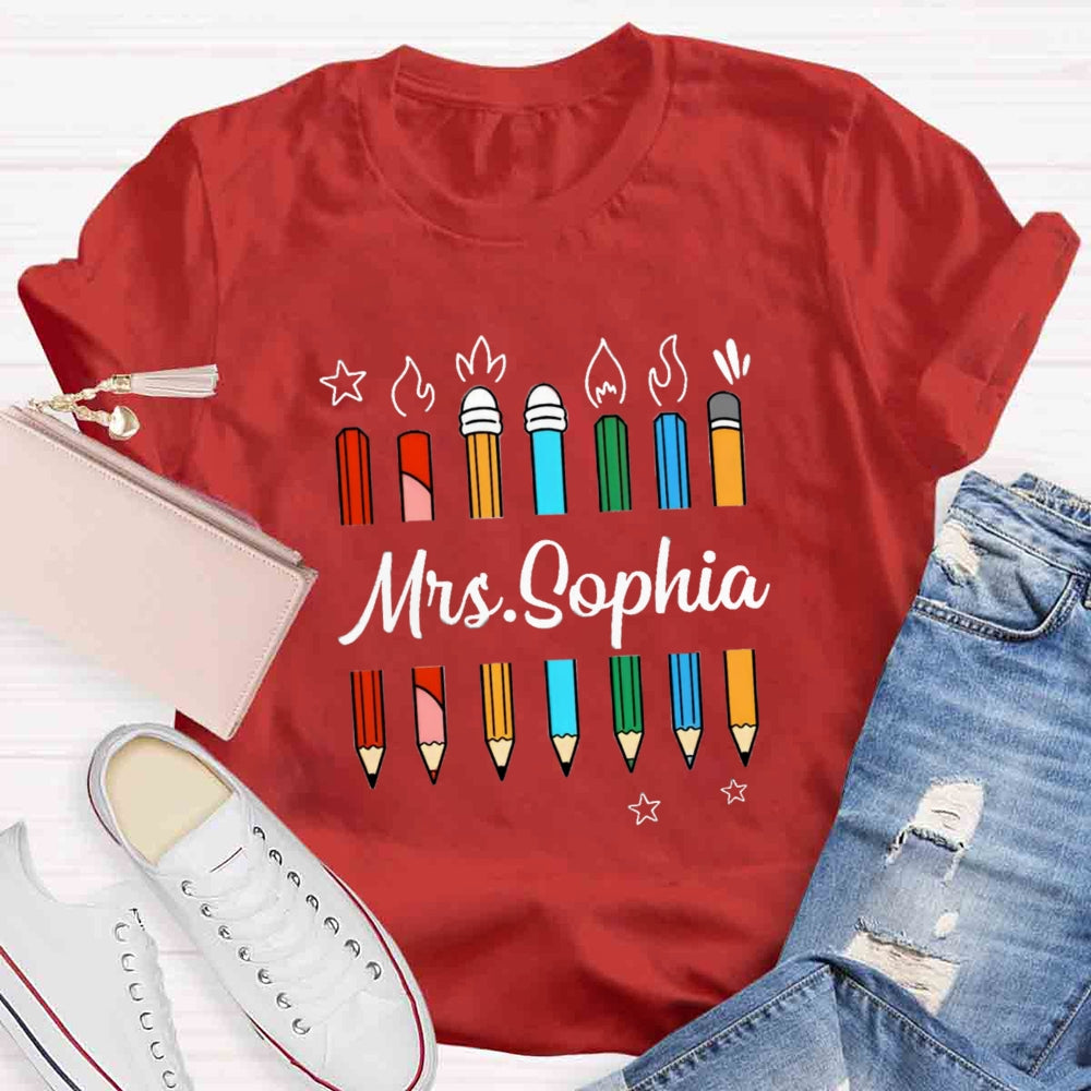 Personalized Name Mrs Sophia Pencil T-shirt