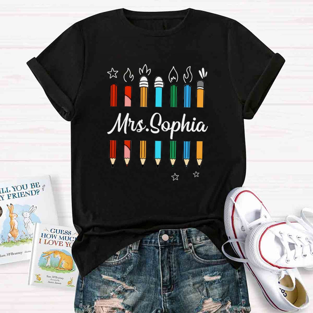 Personalized Name Mrs Sophia Pencil T-shirt