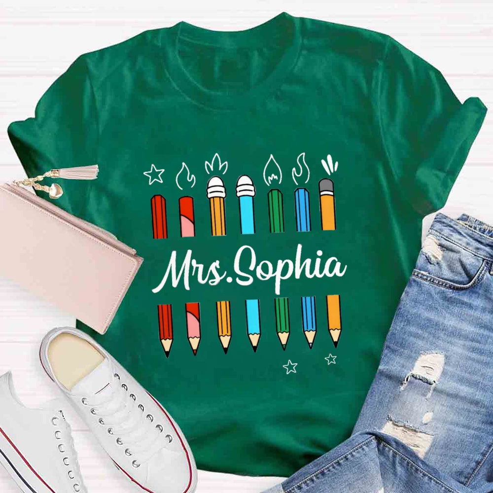 Personalized Name Mrs Sophia Pencil T-shirt