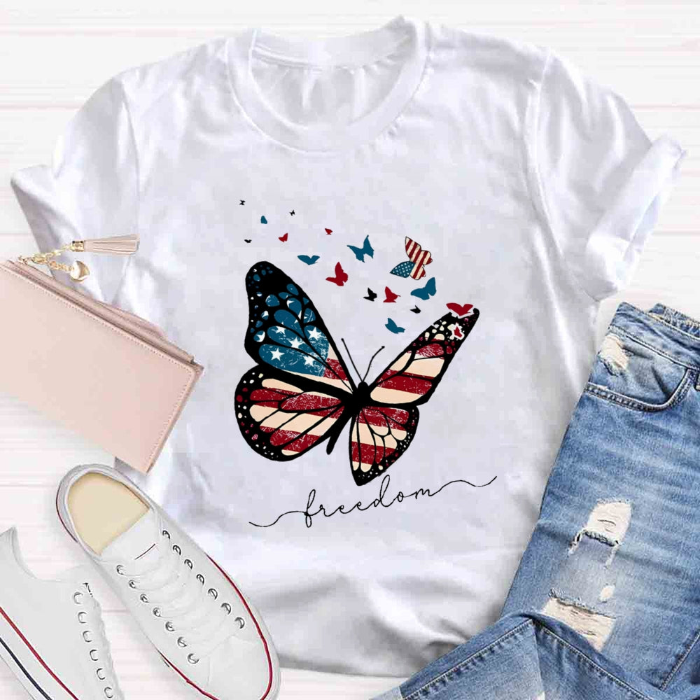 Freedom Butterfly Teacher T-Shirt