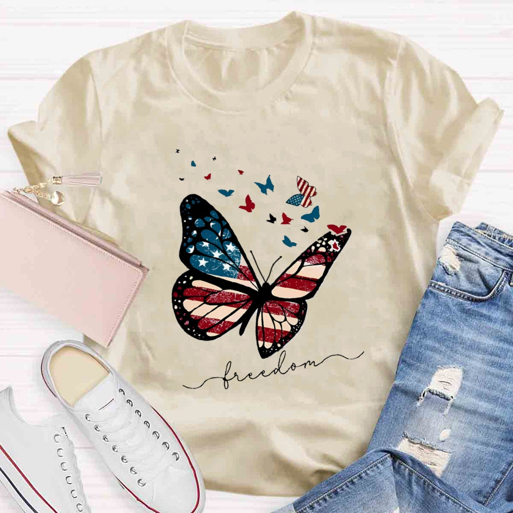 Freedom Butterfly Teacher T-Shirt