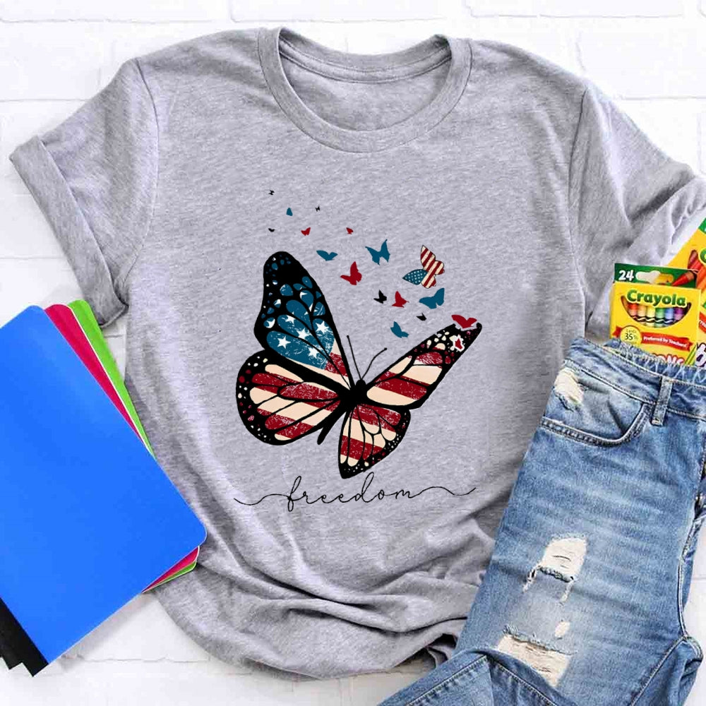 Freedom Butterfly Teacher T-Shirt