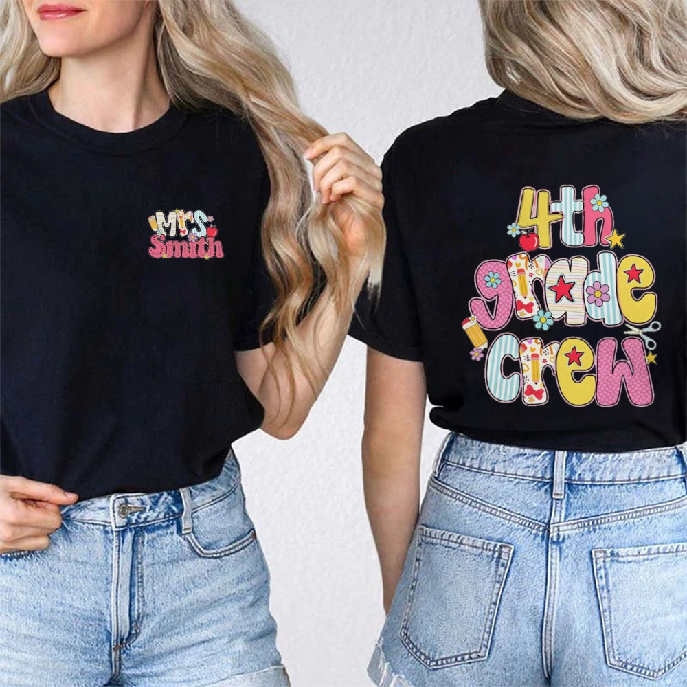 Personalized Grade And Name 4th Grade Crew T-shirt