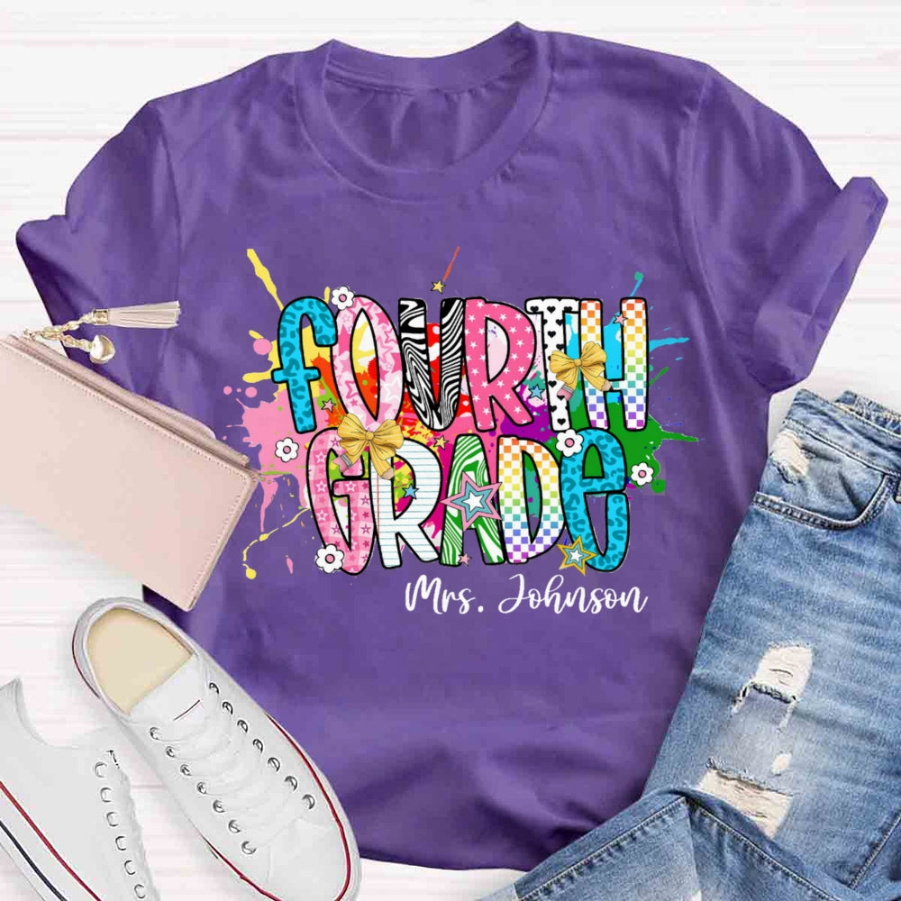 Personalized Name And Grade Fancy T-shirt