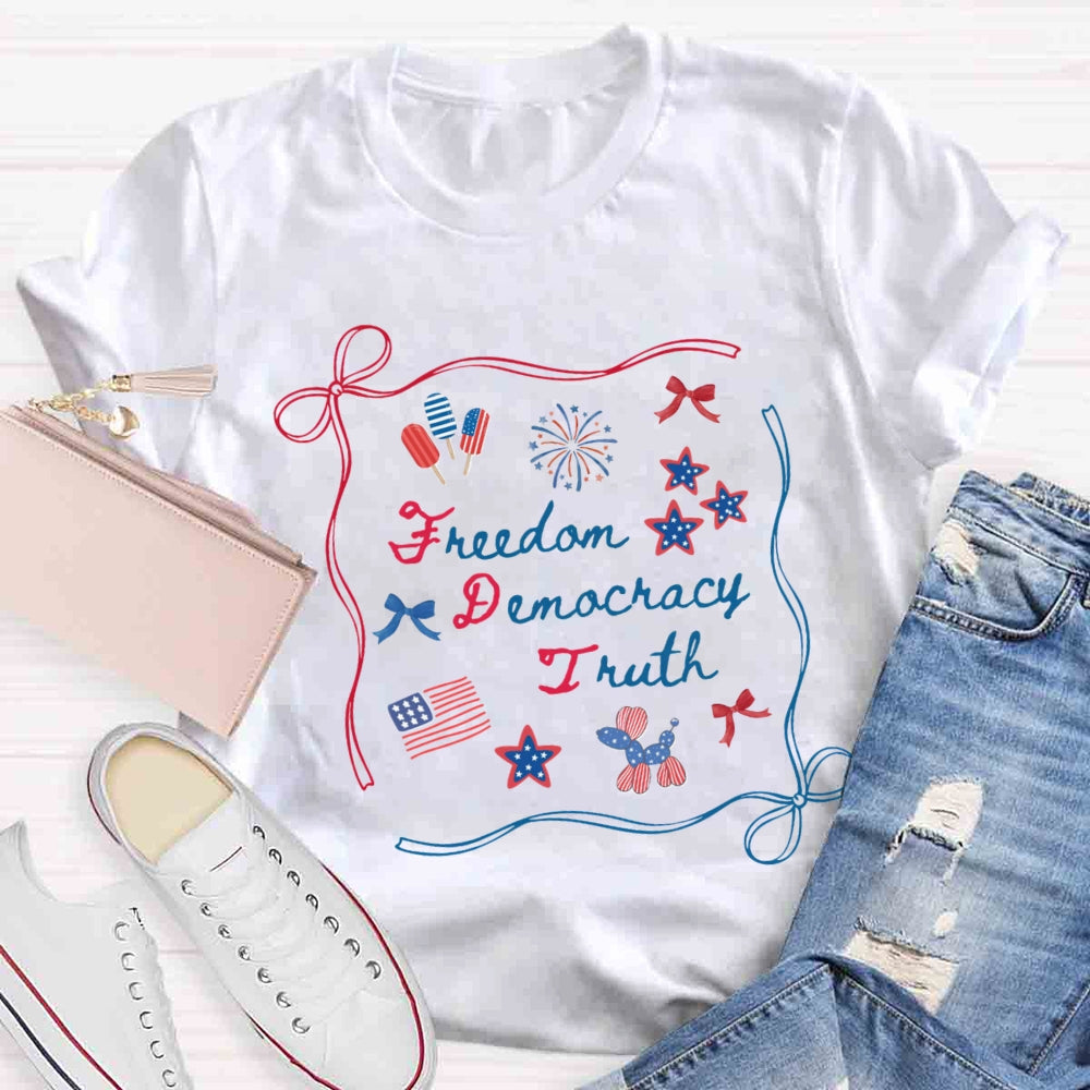Freedom Democracy Truth Coquette Bow Patriotic T-shirt