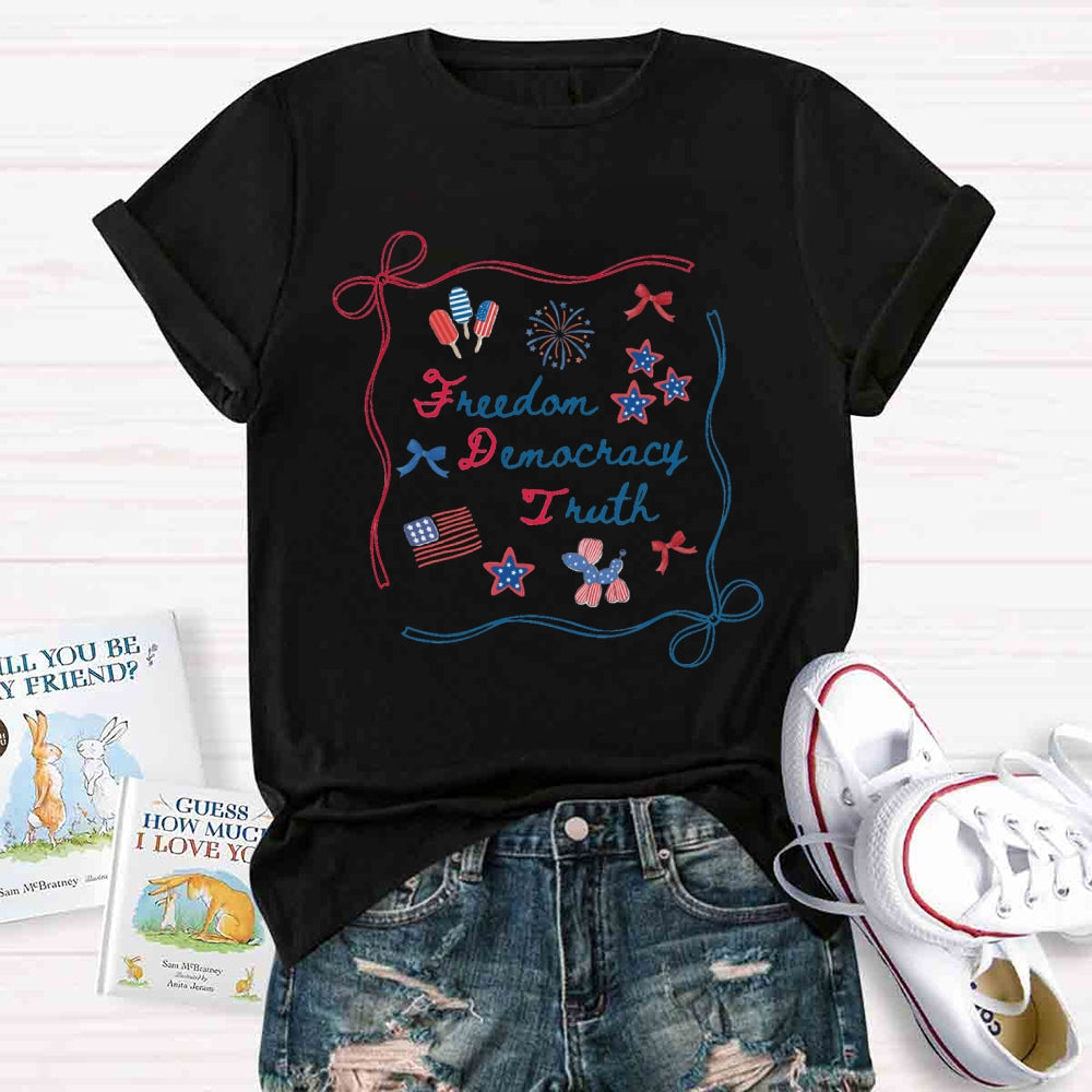 Freedom Democracy Truth Coquette Bow Patriotic T-shirt