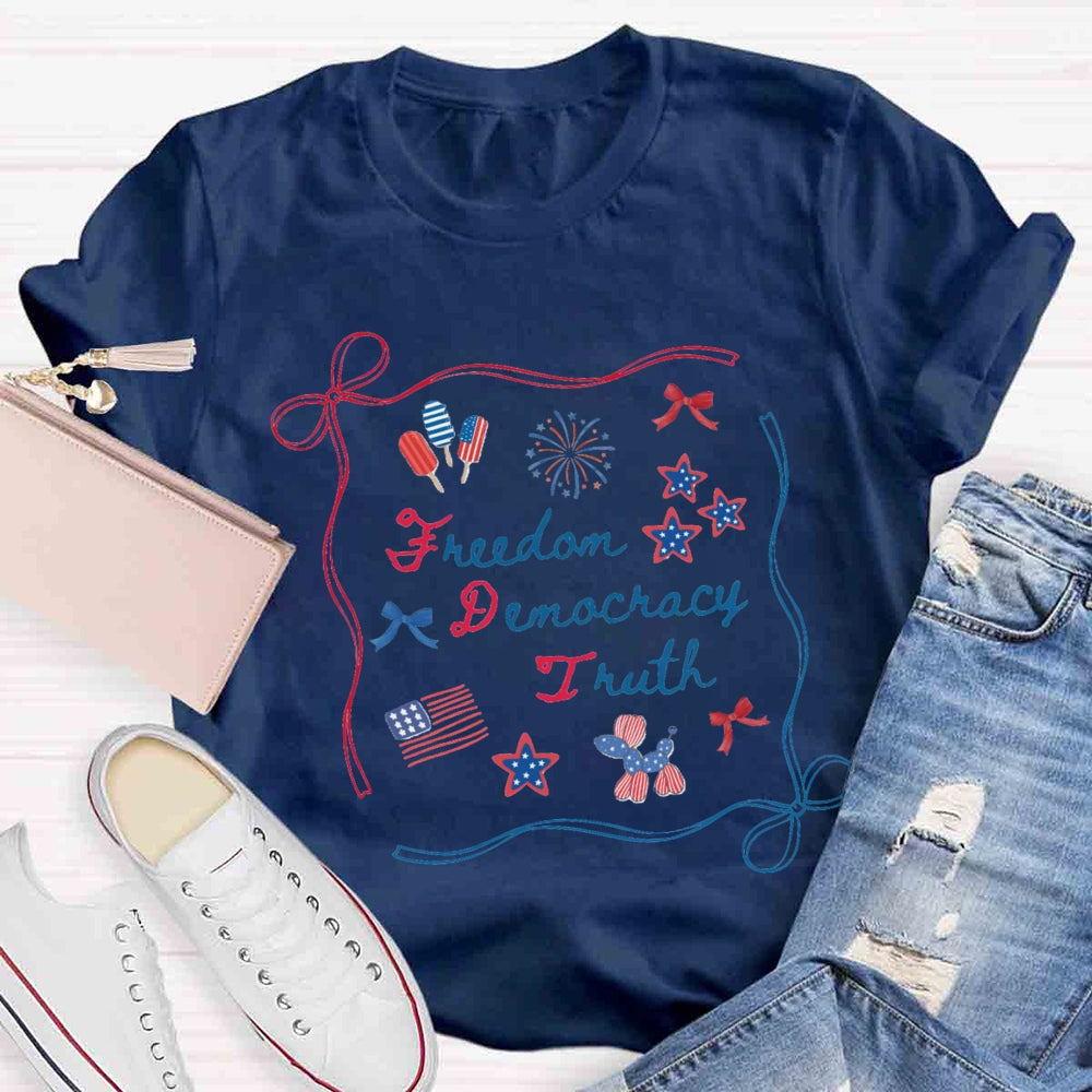 Freedom Democracy Truth Coquette Bow Patriotic T-shirt