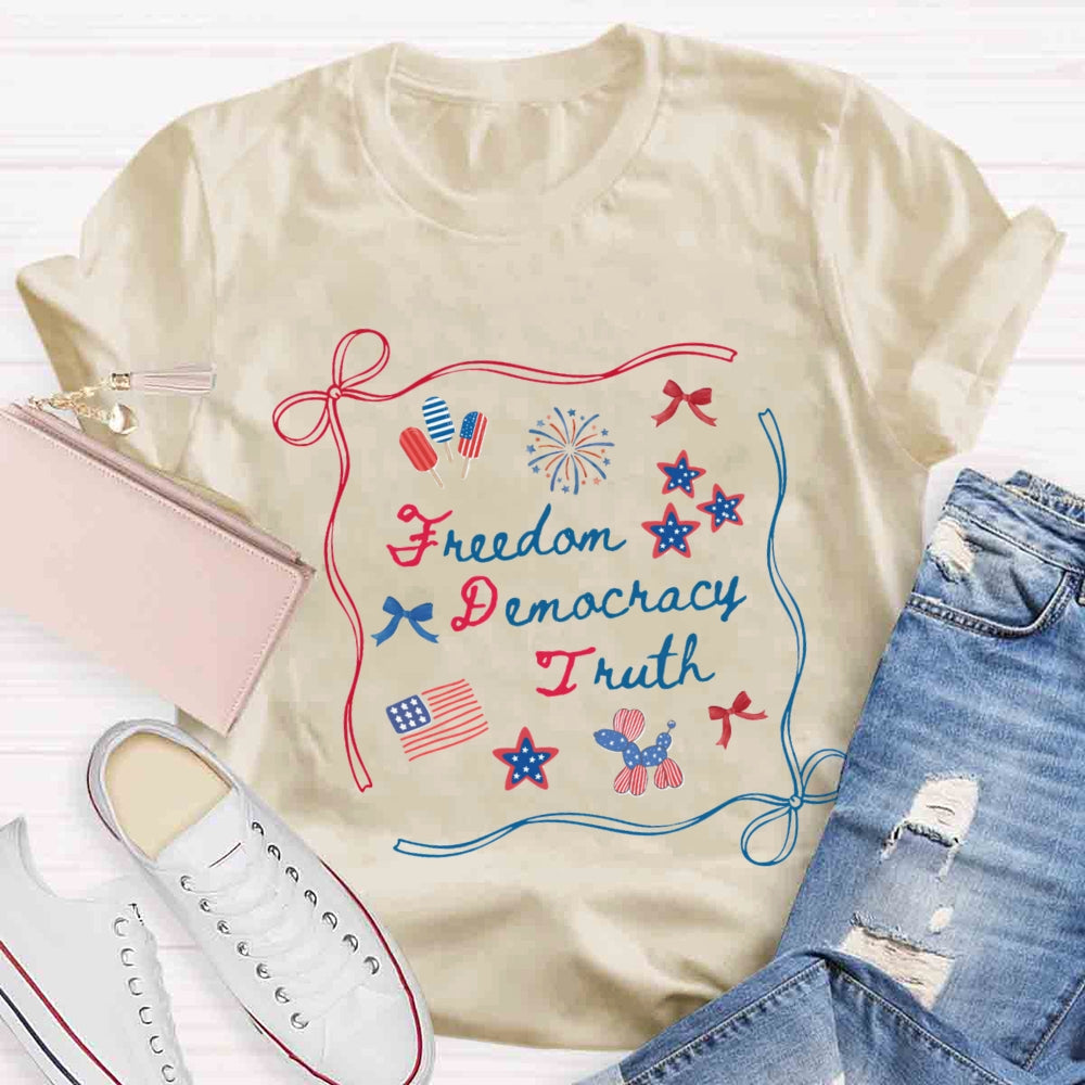 Freedom Democracy Truth Coquette Bow Patriotic T-shirt