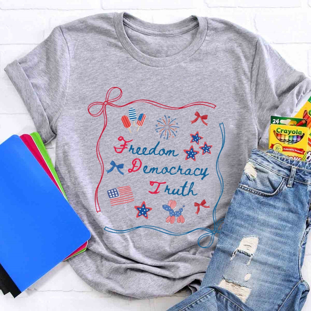 Freedom Democracy Truth Coquette Bow Patriotic T-shirt