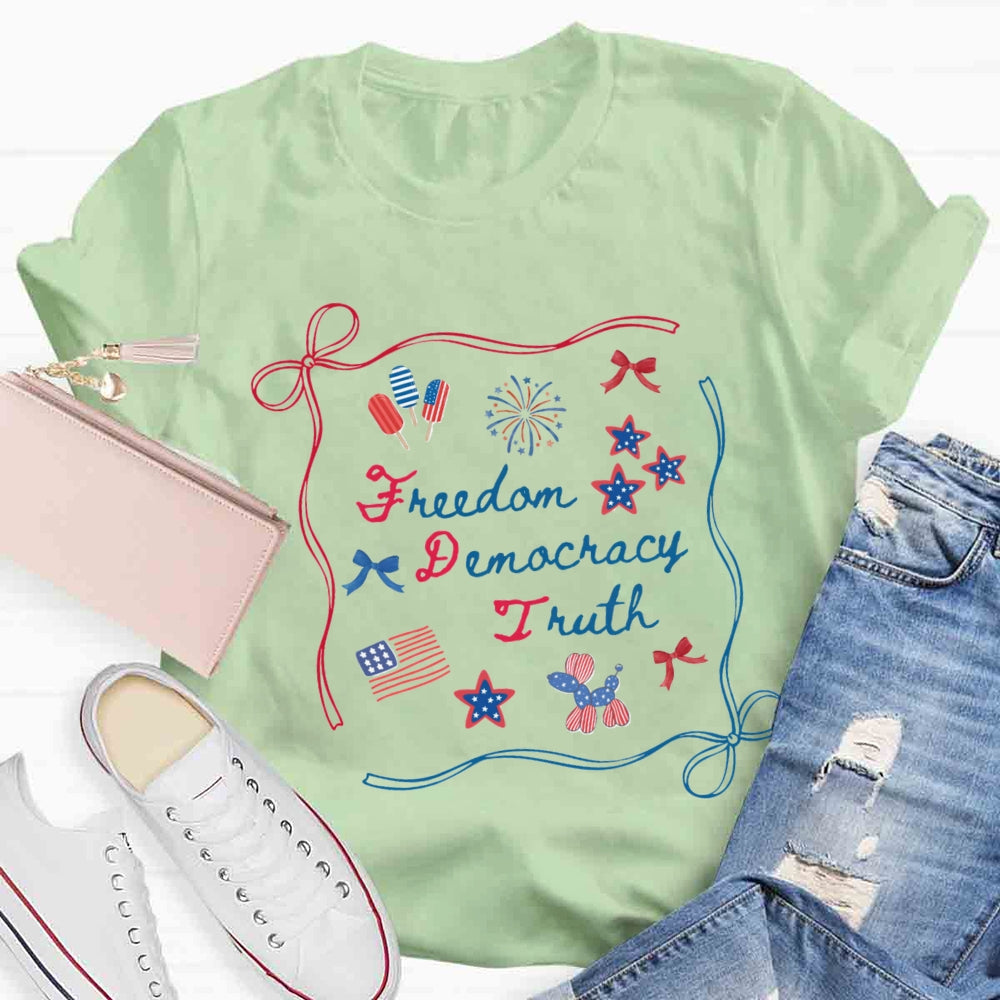 Freedom Democracy Truth Coquette Bow Patriotic T-shirt