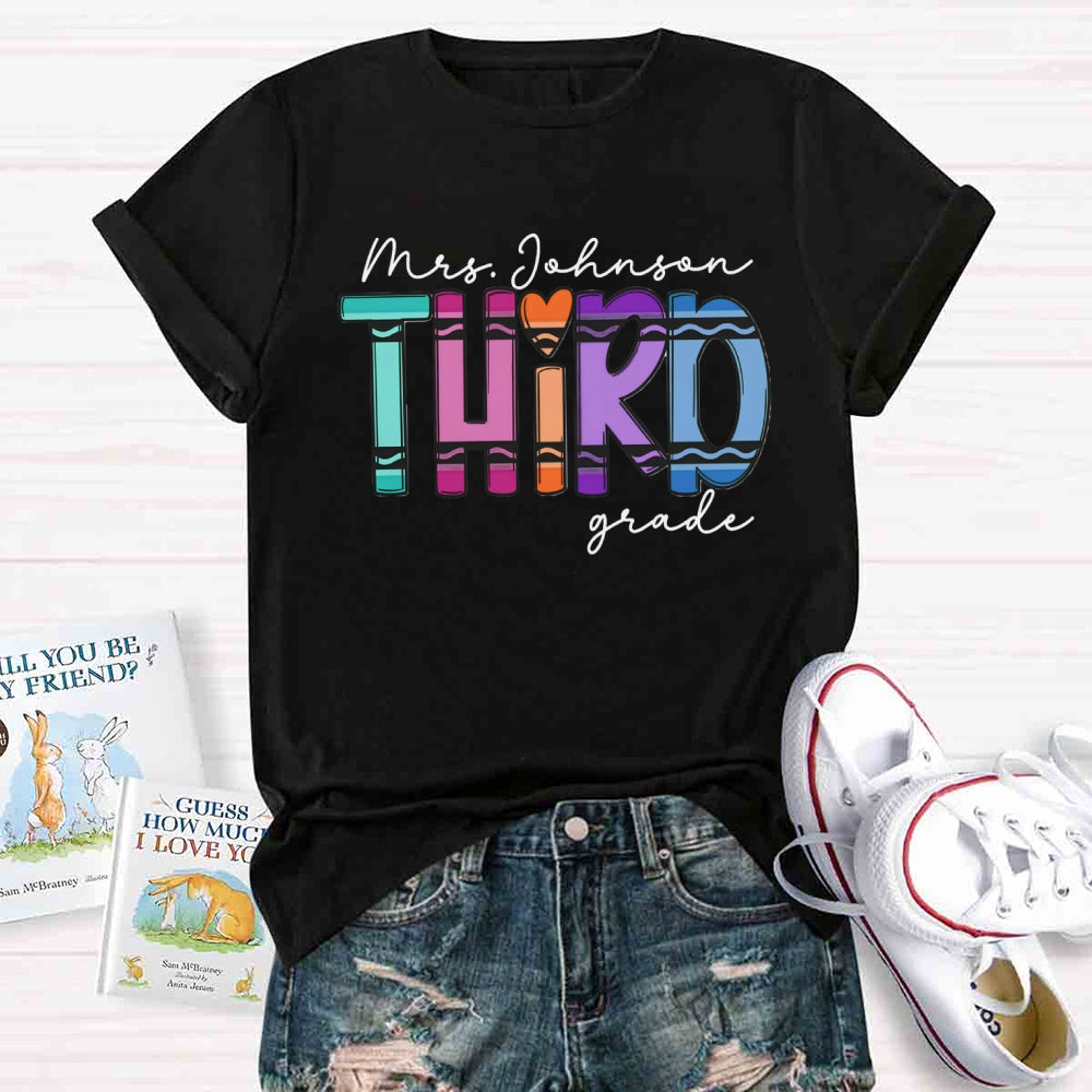 Personalized Name And Grade Cray Heart Back To School T-shirt