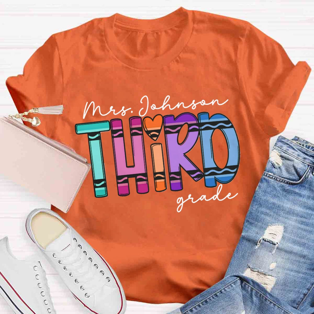 Personalized Name And Grade Cray Heart Back To School T-shirt