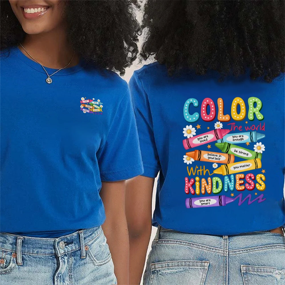 Color With Kindness The World Are Loved Strong Smart Matter Chrysanthemum t-shirt