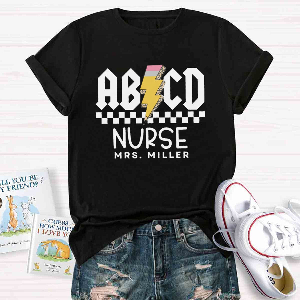 Personalized Name Nurse Letter Patterns T-shirt