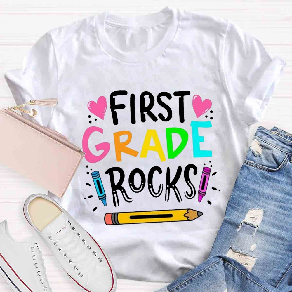 Personalized Grade Rocks Teacher T-Shirt