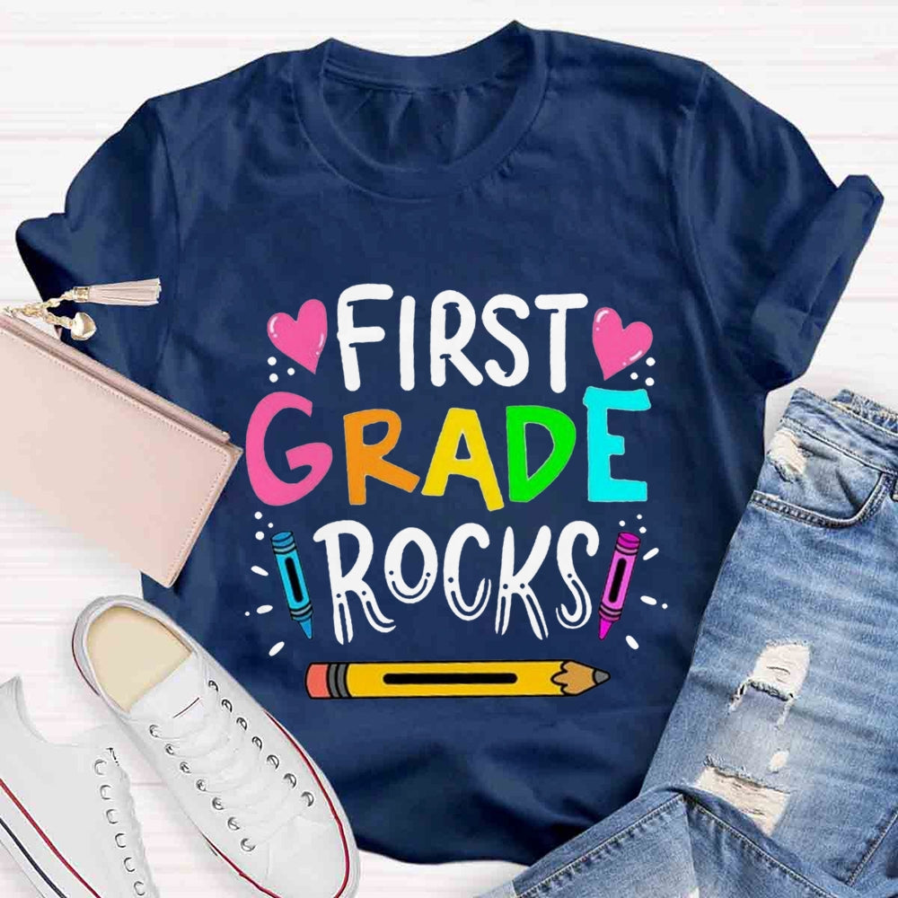 Personalized Grade Rocks Teacher T-Shirt