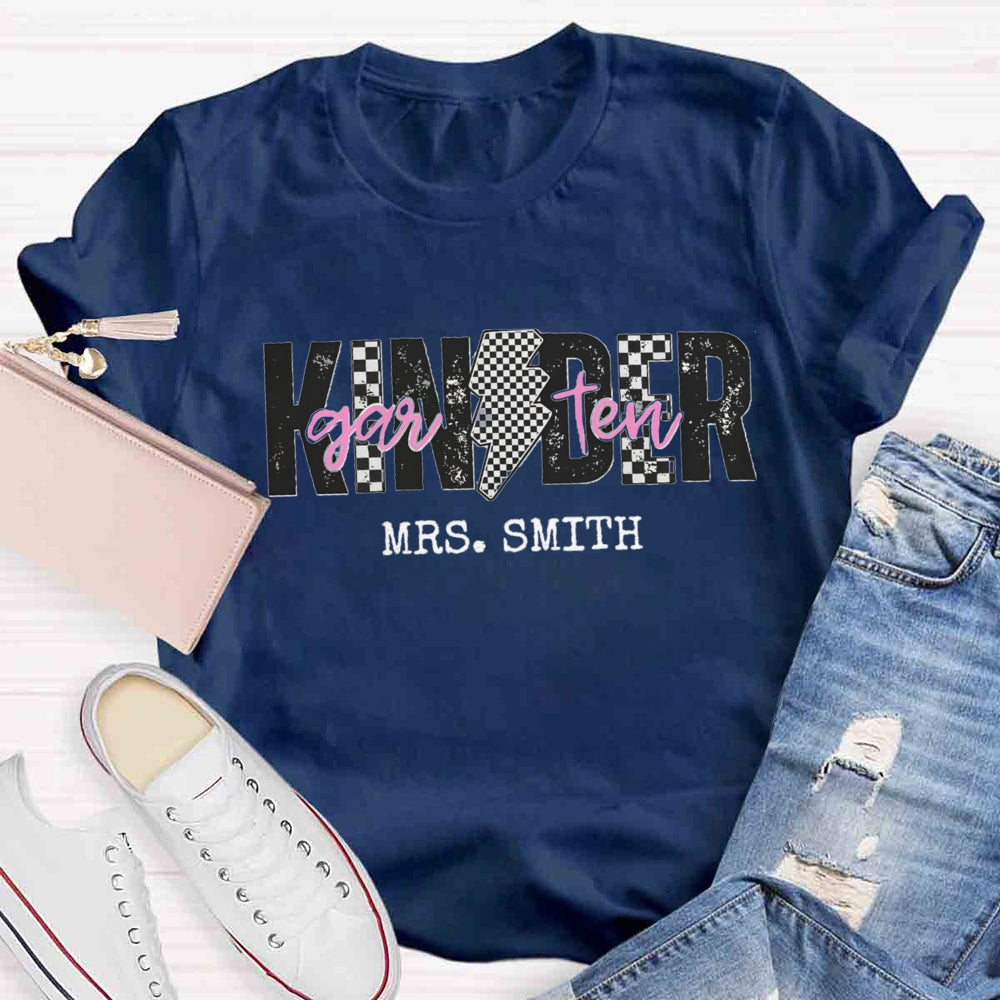 Personalized Kindergarten Teacher Name Polka dots T-shirt
