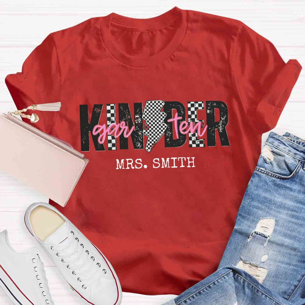 Personalized Kindergarten Teacher Name Polka dots T-shirt