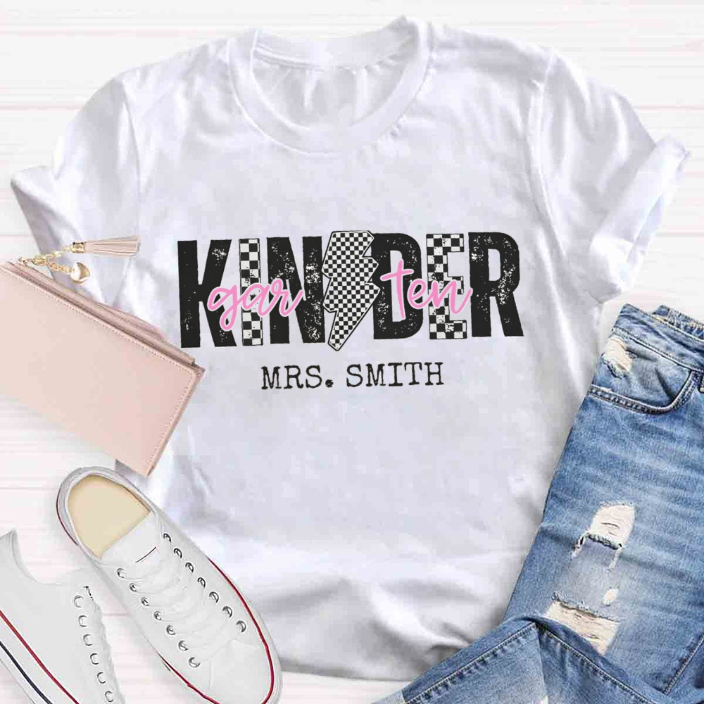 Personalized Kindergarten Teacher Name Polka dots T-shirt