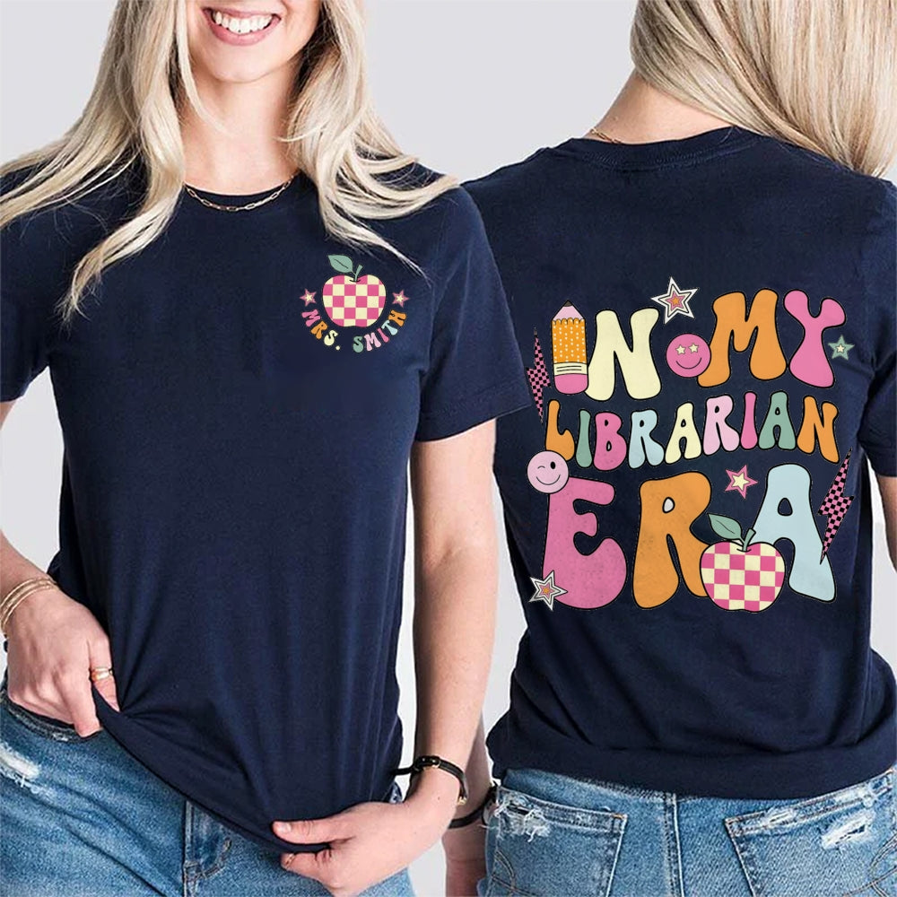 Personalized Name In My Librarian Era Apple t-shirt