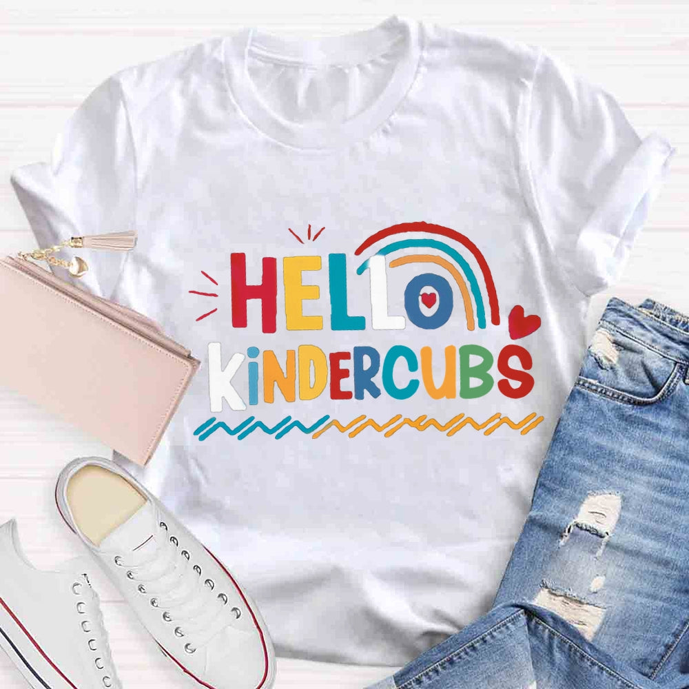 Personalized Grade Hello Kindergarten Rainbow First Day Of School T-shirt